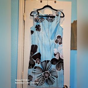 Connected Apparel size 12 Tiffany blue/brown/white dress